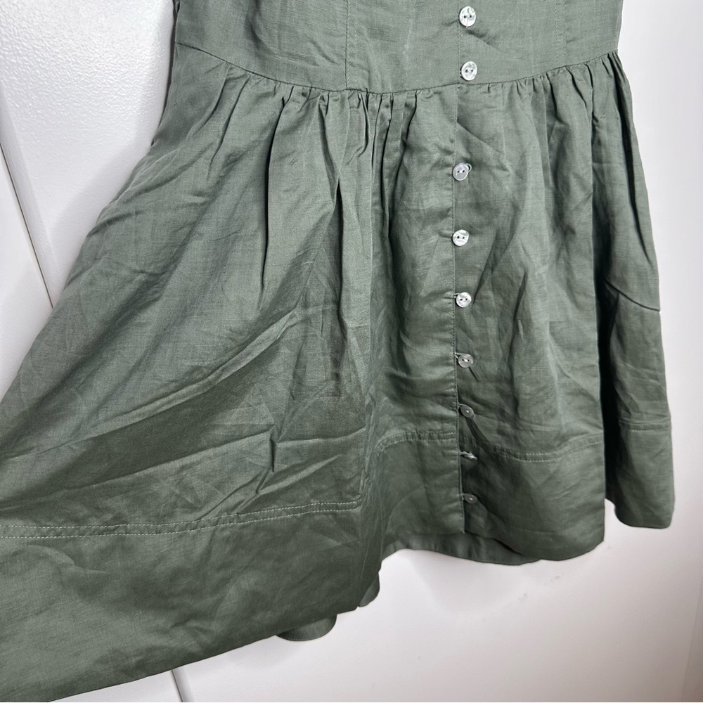 Anthropologie Off-The-Shoulder Linen Mini Dress In Green Size Small NWT - Picture 5 of 11